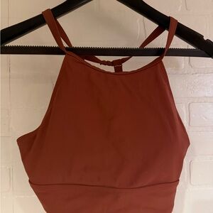 Rust Red High Neck Crop Tank